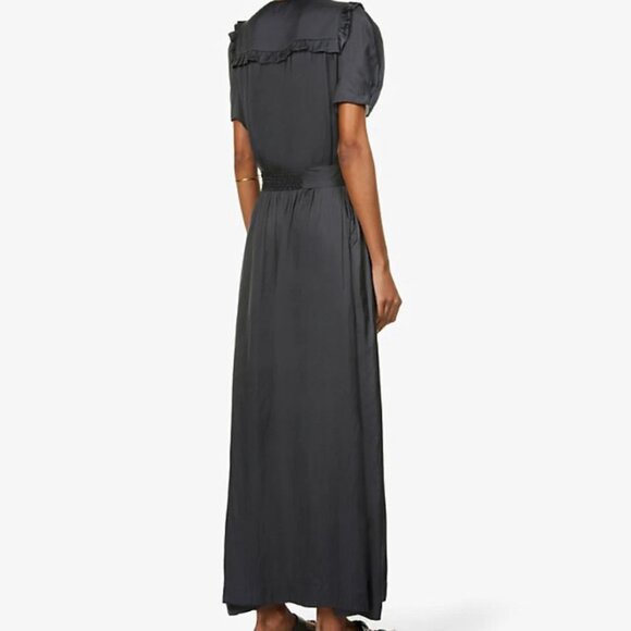 Zadig & Voltaire Black Rity Satin Tie Waist Maxi Dress Size Small 41311 - Picture 4 of 14